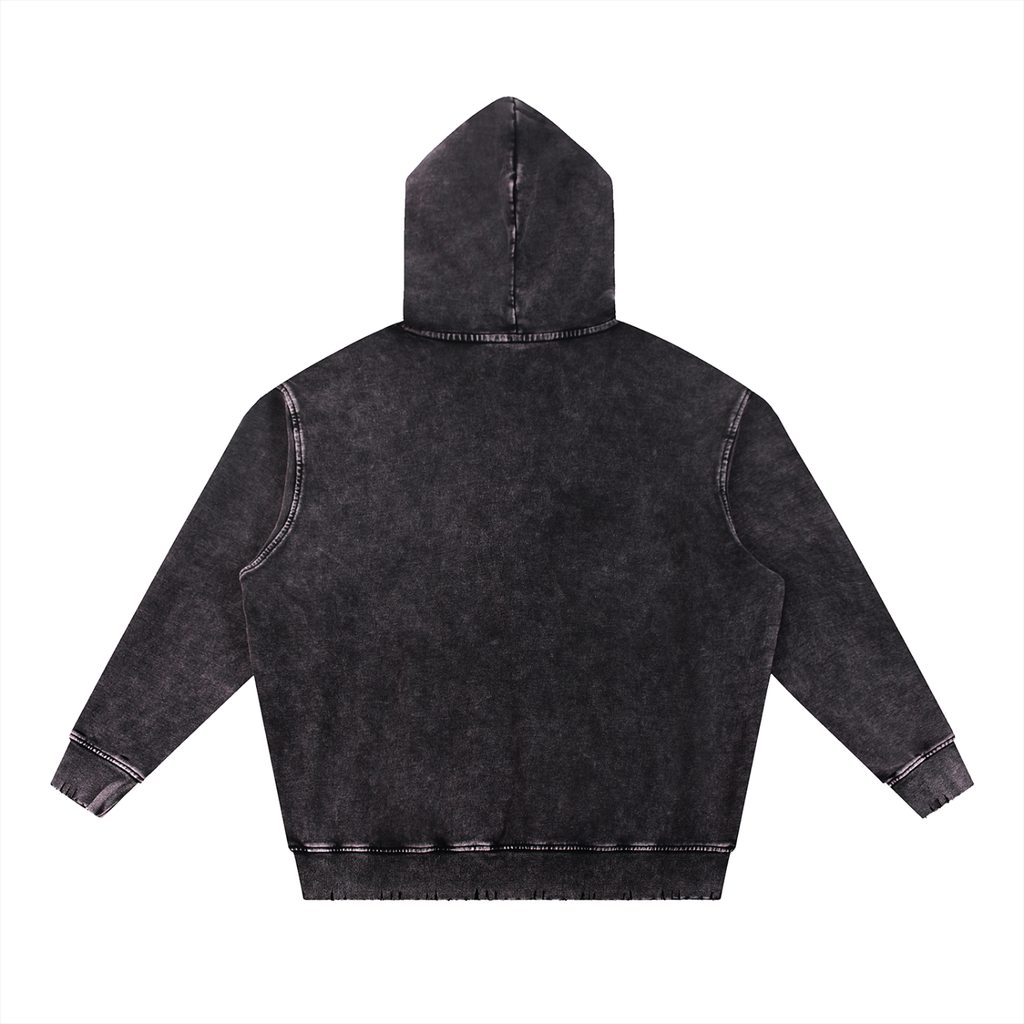 Snow Wash Hand-Frayed Heavyweight  Hoodie