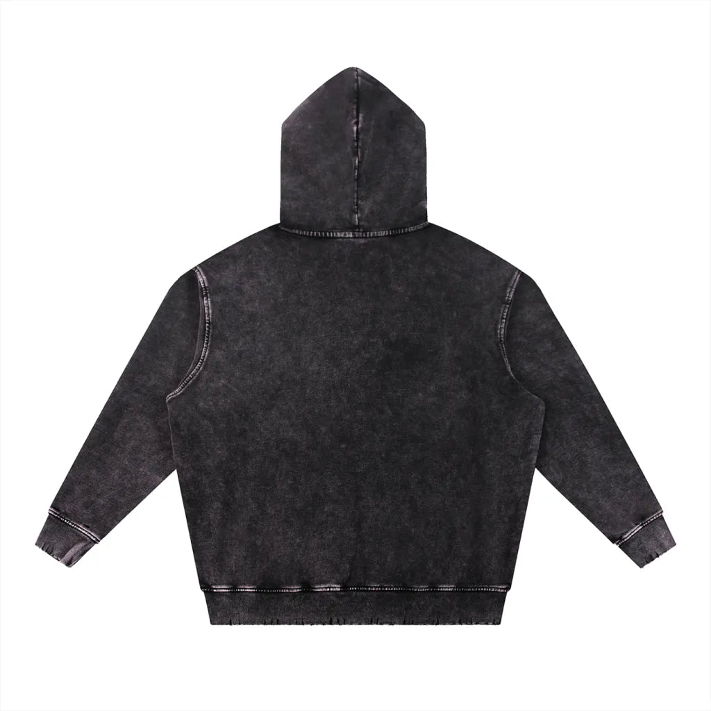 Snow Wash Hand-Frayed Heavyweight Hoodie