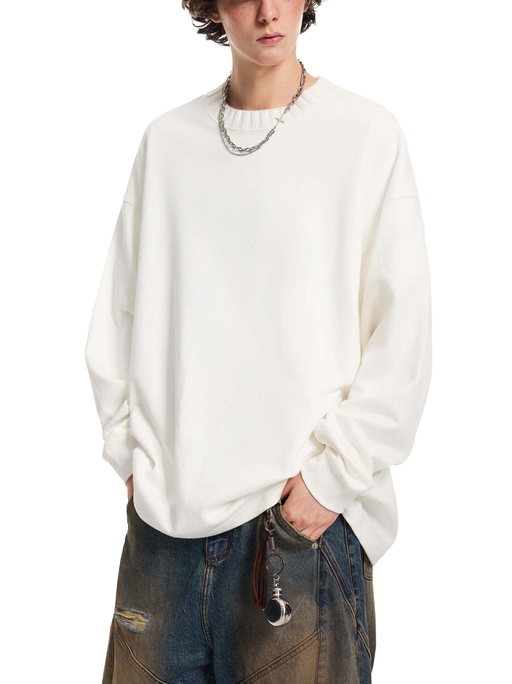 Knitted Round Neck Oversize Sweatshirt